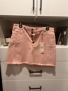 Alice and Olivia Pink Denim Button-Front Mini Skirt